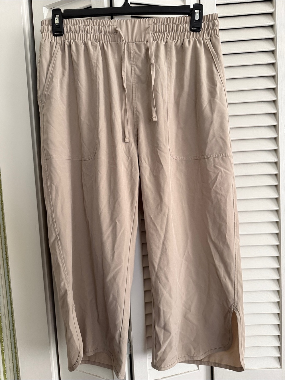 Women's Drawstring Track Pants in Light Beige